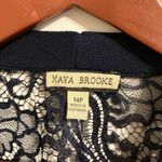 Maya Brooke Lace Duster Cardigan Navy blue Women’s size 14P‎ elegant new Photo 2