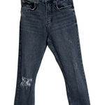 ZARA Straight Leg Jeans Distressed Black Wash Denim Casual Size 2 Photo 0