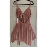 Almost Famous Pink Coral Handkerchief Tie Back Mini Dress Crochet Top Size XL Photo 4