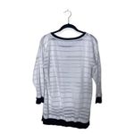 Jones New York Sport Women’s Size M Striped Lightweight Top White Black Trim Top Photo 2