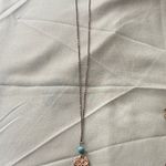 18” Silver Tone Necklace Owl Pendant With Blue Stone .5” H Photo 1