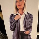 Simply Noelle NWT  Gray and Black Striped Cardigan Photo 2