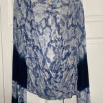 Surf Gypsy  Womens Medium Faux Wrap Top Blue Snakeskin Photo 0