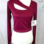 Cycle House long sleeve burgundy slanted cutout active crop top size small Red Photo 0