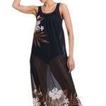 Lands' End  Swimcover Dress Size Small Mesh Midi Black Neutral Photo 0