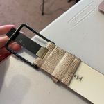 Tan Beige Textured Vegan Leather Wide Golden Buckle Belt Size Large Photo 6