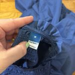 Old Navy  Blue Ruffle Smocked High Neck Cut out Cotton Midi Dress Womens Medium Photo 9