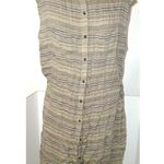 prAna New Womens NWT L Buenos Dias Dress Buttons Cargo Green Brown Organic Strip Photo 4