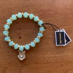 Juicy Couture  Stretch Blue/Teal Beaded Charm Bracelet with Dangling Flower Charm Photo 0