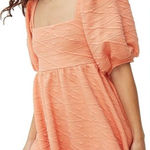 Free People  Babydoll Puff Sleeves Violet Mini Dress In Grapefruit/Coral Size M Photo 0