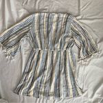 Blue Island Tie Front Dress Tunic Size Medium Cream Blue Photo 3