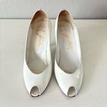 Garolini Women’s White Leather Y2K Peep Toe Pump High Heels Size 8 M Made Italy Photo 1