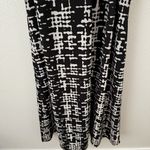 Donna Morgan  | Crepe Black Cream Beige Graphic Print Shirt Dress Maxi | 14 Photo 6