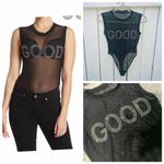 Good American NWOT Good‎ American Black Rhinestone Sheer Bodysuit Photo 1