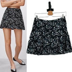 Aritzia  Sunday Best Zelda Mini Skirt Flower Print Eyelet Lace‎ Black Blue Size 4 Photo 1