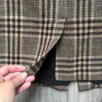 Ann Taylor  Checkered Tan and Brown Pencil Skirt with Slit Wool Women’s size 6 Photo 3