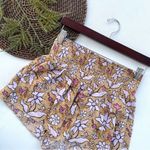 Aerie Womens Shorts Beige Tan Pink Floral Smocked Waist Flowy Size Medium Photo 0