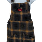 Dickies  plaid duck Mini overall dress Brown And Yellow sold at Free People Large Photo 0
