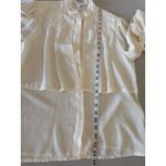 Vtg 80s Jacques Vert Cream High Neck Ruffle Pearl Beaded Embroidered Blouse 12 White Photo 5