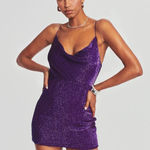 retrofete Jill Sequin Cowl Neck Mini Dress Royal Purple Womens Size XS Photo 0