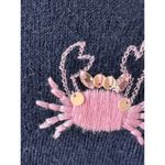 Talbots Navy Embellished Pink Crab & Green Anchor Cotton Blend Knit Sweater M Photo 5
