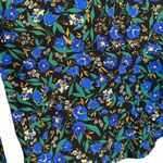 ZARA Blue Multicolor Floral Long Ruched Sleeve Mock Neck Blouse Women Sz S Photo 8