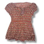 Max Studio  Women’s NWOT Orange & White Gingham Tie Front Sheer Blouse Size M Photo 2