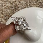 Vintage Silver Crystal Fashion Clover Ring Size 7 Photo 2