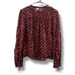Wilfred Aritzia Lourdes Burgundy Dot Print Tie Long Sleeve Top Sz XS Photo 1