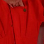 POPI Red Midi Shirt Dress Vintage 70s Union USA Belted Snap Secretary Size 0 Photo 9