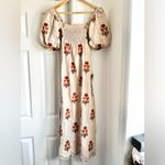 Farm Rio  Rose Embroidered Macaw Linen Midi Dress Photo 4