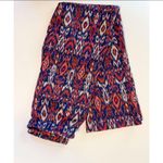 Free People  Knit Flare Geometric Cropped Boho Pants Blue Red Sz 4 Photo 4