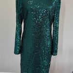 Nanette Lepore  Teal Sequin Long Sleeve Dress Photo 9