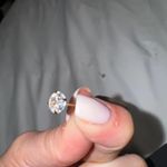 925 sterling silver w/ 14k gold plating 5mm moissanite stud earrings Blue Photo 3