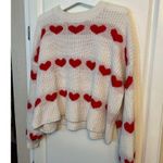 Jessica Simpson white long sleeve sweater with red hearts Photo 1