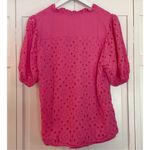 Pretty Garden pink cotton eyelet puff sleeve blouse large Photo 9