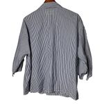 The Great . 3/4 Sleeve Button Down Pinstripe Shirt Blue Womens 1 US S Photo 4