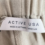 Active USA Paper bag Pants Linen Blend Women's Sz M Tan Pockets Elastic Waist Photo 4