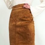 Vintage Genuine Suede Western Yoke Pencil Skirt | Size 25” Tan Photo 1