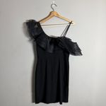 Aidan Mattox Asymmetric Ruffle Bodycon Cocktail Mini Dress Womens 6 Black Tulle Photo 8