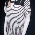 Flawless  Gray & White Striped Short Sleeve Tee (S) Photo 0