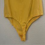 Elodie  Yellow Ribbed Tank Ruffle Straps Bodysuit Large Photo 8