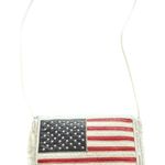 Vintage American Flag Leather Crossbody Bag Purse White Stars Stripes USA Colors Photo 0