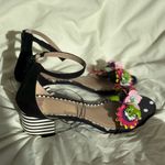 Betsey Johnson Black and Pink Rhinestone Floral Sandals Size 8.5 Photo 6
