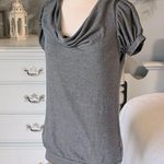 Lace Crochet Back Gray Drape Neck Top Knit Long Shirt Womens Medium Photo 1