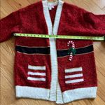 Ugly Christmas sweater Cardigan with Candy Cane Design oversized be the present! Red Size M Photo 4