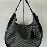 Michael Kors  Lauryn Solid Black Gray Leather Large Shoulder Bag Photo 0
