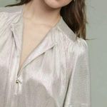 Anthropologie Sabina Musayev  Mercury Silver Metallic Shirt Dress Size M Photo 0
