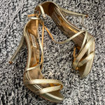 Badgley Mischka Gold Strappy Heels Photo 0