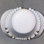 American Vintage VTG 80’s Elegant White and Gold Beaded Necklace 18”L Photo 5